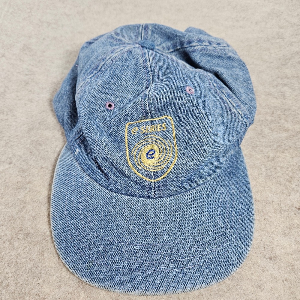 Yupoong E Series Denim Hat Blue Embroidered Logo Strapback Cap OSFA Cotton